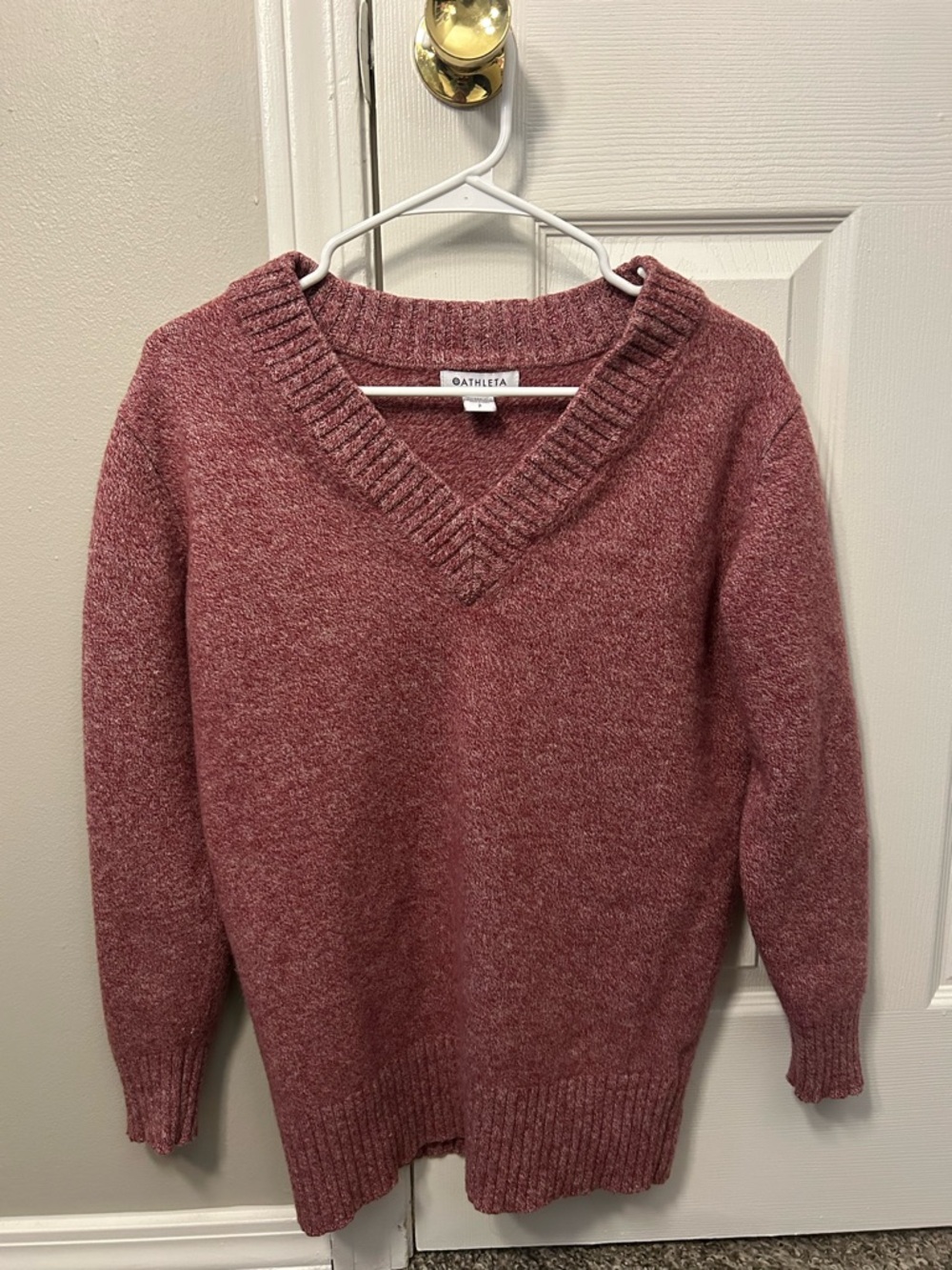 Athleta Women's V-Neck Cozy Knit Sweater - Dusty Rose - Size Small